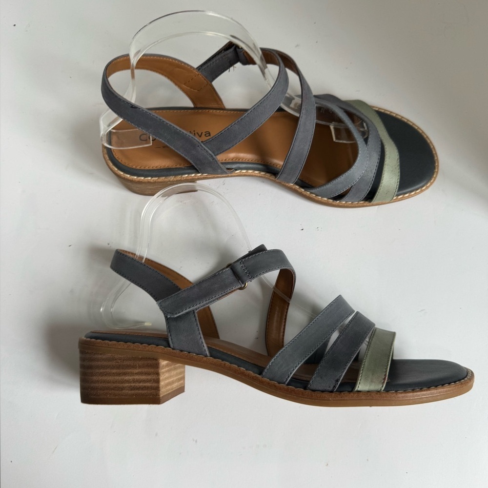 COMFORTIVA Women's Sandals Blue/Green Leather Sandals. Size 11 - Picture 5 of 11